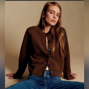 NWT Sézane Brown 100% merino wool Jude Sweater